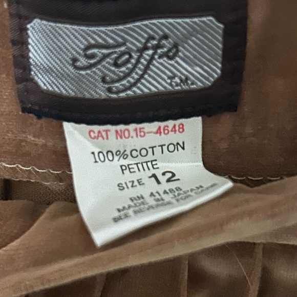 Toffs VTG 100% Cotton Corduroy Brown Skirt Petite Size 12. FLAW - Picture 3 of 3